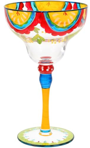 LALADEFIEE Bicchiere da Margarita Dipinto a Mano in Vetro Cristallo Bicchiere da Cocktail Decorativo per Feste e Casa Capacità per Vino Whisky e Succhi Design Artistico Colorato