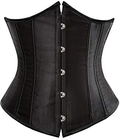 Kelvry Women's Satin Waist Cincher Lace up Boned Bustier Underbust Corset