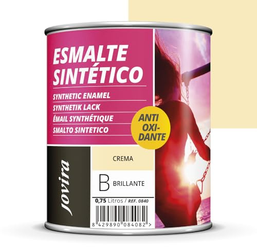 JOVIRA PINTURAS Esmalte Sintético Antioxidante. Esmalte directo sobre oxido. Para la protección y decoración de superficies de madera, hierro y acero. Brillante (750 Mililitros, Crema)