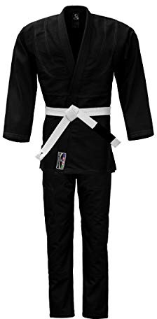 PFG Vital Brazilian Jiu-Jitsu Kimono BJJ Gi Uniform Gi - Kids Adults Unisex White Belt Included (Black, A-6)