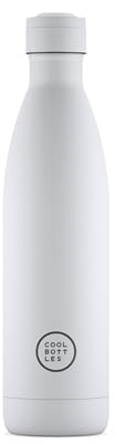 Cool Bottles - Botella de Agua de Acero Inoxidable - 750 ml - Mono White - 30,5 x 7 cm - Botella Térmica Hermética - Triple-Cool Technology - Libre de BPA