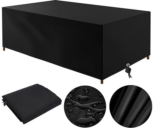 rngcpto Gartenmöbel Abdeckung Wasserdicht 140x90 Abdeckung Gartenmöbel Winterfest Abdeckplane Gartenmöbel Schutzhülle Gartentisch Abdeckung für Möbelsets Tische und Stühle (Schwarz 140x90x80cm)