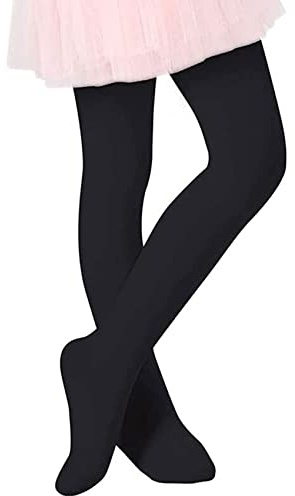 Durio Collant da danza per bambine, elastici, antiscivolo, Nero , 9-14 anni
