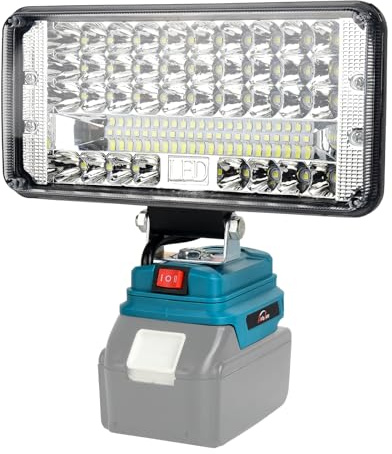 AUTOJARE Akku Lampe für Makita 18V 90W Kabellose Led Arbeitsleuchte Akku 7500LM Tragbares Flutlichter 2 Helligkeitseinstellungen Baustellen Lampe mit 2 USB-Aufladung (7 zoll, kein Akku)