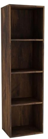URBNLIVING Tier Wooden Bookcase Shelving Display Storage Shelf Unit Wood Shelves (Rustic Brown, 4 Shelf)