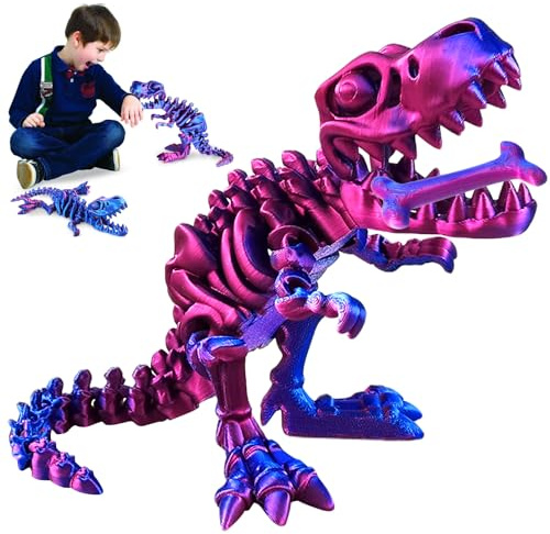 Audasi Dinosaurio Impreso en 3D Figuras de Personajes de Dinosaurios Juguete de Dinosaurio Esqueleto Dinosauri articulado Impreso en 3D con articulaciones Flexibles para Niños y Adultos