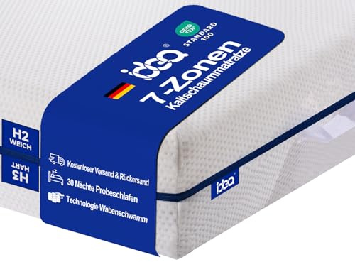 IDEA Matratze 140x200 cm (H2/H3), Ergonomische Kaltschaummatratze, Orthopädische 7-Zonen Matratzen, Hypoallergen & Antibakteriell, Oeko-TEX® Zertifiziert, Bezug abnehmbar & Waschbar (Höhe 18 cm)