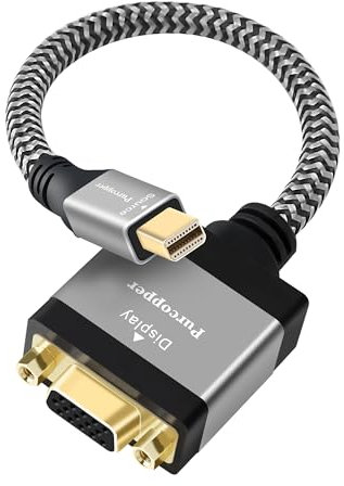 Mini DisplayPort to VGA Adapter, Uni-Directional Mini DP Male (Source) to VGA Female (Screen) Converter Connector, 1080P@60Hz Mini DP Computer to VGA Monitor Adapter for Monitor, Desktop, Projector