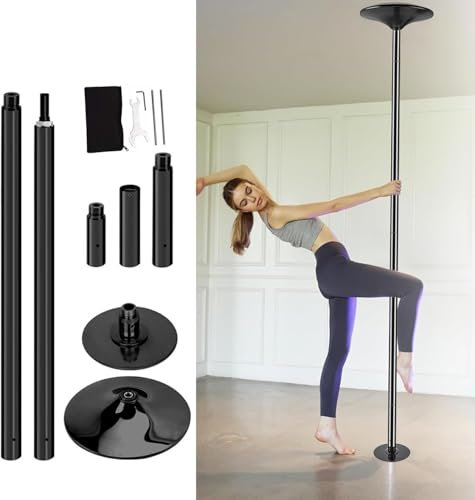 AVLLSO Barre de Pôle Dance Poteau en Acier Amovible pour l'entraînement de Danse et d'exercice, Canne à Lancer léger de 45 mm Réglable(2.24m-2.77m(7.3ft-9ft))