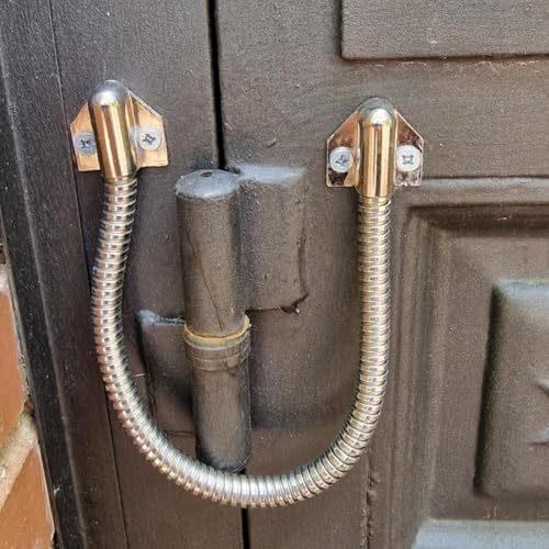 Hapivida Protector de Cable para Puerta, Bucle de Acero Inoxidable 40cm con Hebilla de Montaje para Control de Acceso y Cerraduras Digitales, Organizador de Cables para Hogar y Oficina
