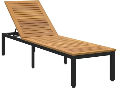 vidaXL Transat Noir 200 x 55 x 35 cm Bois d'Acacia Massif