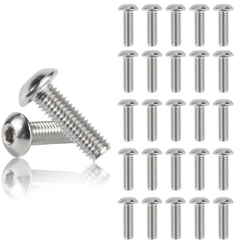 100 Pezzi Viti a testa bombata M5 x 16 mm, 304 Viti Acciaio Inox Filettatura Completa per Montaggio su Legno Bullone Meccanico Acciaio per Mobili