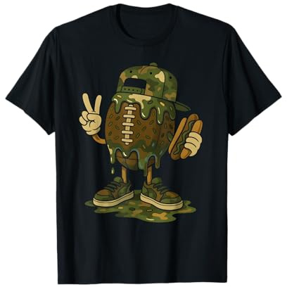 Football Drip Camo Boys Football Ice Cream Youth Game Day T-Shirt