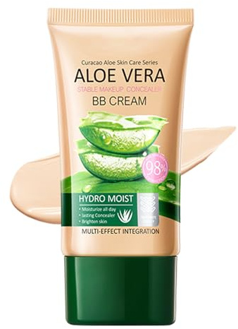 BB Cream, Aloe Vera Getönte Tagescreme, Feuchtigkeits & Wasserfest Cushion Foundation, Atmungsaktives & Leichtgewicht Concealer mit Volle Abdeckung, Langlebig Tinted Moisturiser, Gleichmäßige Hautton
