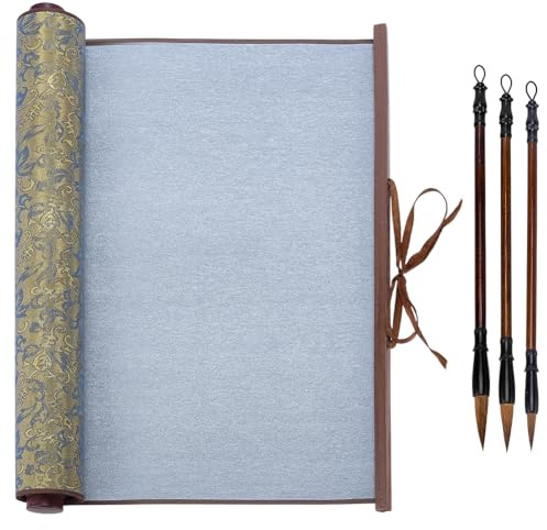 PH PandaHall 4pcs Kit de Toile de Calligraphie Réutilisable 1.42m Toile Magique Quadrillée Sans Encre 39.5cm Pinceaux de Calligraphie Traditionnelle Chinoise pour Débutant Professionnel Pratique Jaune
