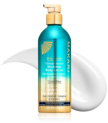 Makari blaue belebende Kristall Bodylotion 16.8 oz - Aufhellende, feuchtigkeitsspendende Creme mit natürlichem Glutathion - Befeuchtet, behandelt und verbessert die jugendlich strahlende Haut