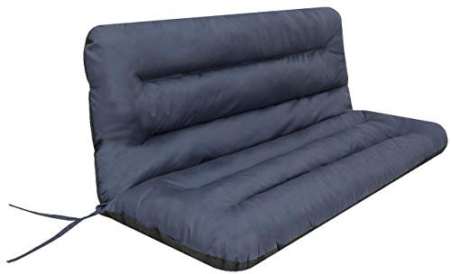 PillowPrim Cojín para columpio de Hollywood, cojín para banco de jardín, cojín para banco, cojín de asiento y respaldo, cojín de jardín, ancho del asiento de 180 cm, azul marino