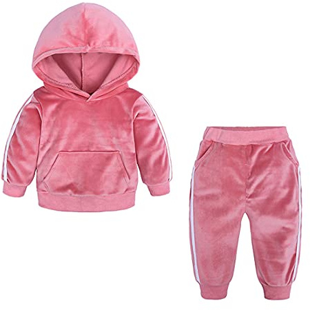 Verve Jelly Kids Toddler Baby Boys Girls Fall Winter Outfit Velvet Clothes Long Sleeve Hoodie Sweatshirt Tops Long Pants 2Pcs Tracksuit Set