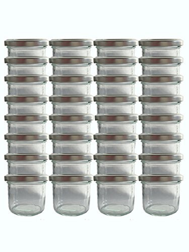 12 x Sturzgläser Einmachgläser mit Schraubdeckel - 125 ml Glas/Metall 6,6 x 6 cm (ØxH), Deckel To 66 Silber - Marmeladengläser Made In Germany (12)