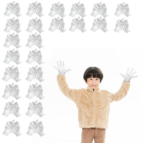 White Cotton Gloves Small for Eczema for Kids & Adults,24 Pairs Moisturizing Gloves for Overnight Bedtime for Dry Hands,Comfortable and Washable Magic Show Gloves for Small Hands & 10+ Kids