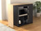 Vente-unique - Bartisch drehbar mit Stauraum - Holzfarben & Anthrazit - SATURNE