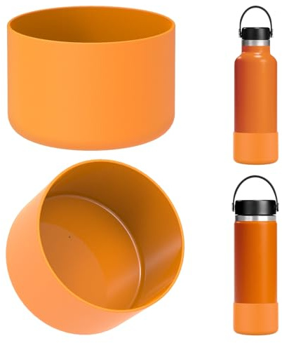 Linkidea 2 Pack Water Bottle Boot Compatible with Hydro Flask Wide Mouth 12oz/14oz/16oz/18oz/20oz, Silicone Bottle Bottom Sleeve Bumper Protector (Clementine)