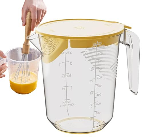 Taza medidora - Juego de vasos medidores de vidrio, utensilios de cocina indispensables | Vaso medidor para líquidos de vidrio templado, vasos de cocina y horno con asa y báscula, vaso medidor