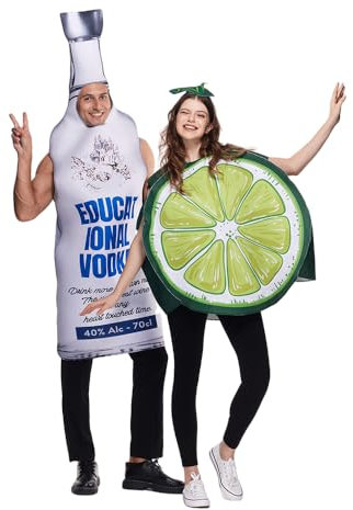 EraSpooky Bouteille de Vodka et citron vert tunique de Couple Costume drôle d'halloween tenues de fête alimentaire pour adultes unisexe