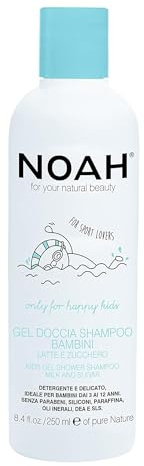 NOAH 2-in-1 Kids Shower Gel & Shampoo – Gentle Cleanser with Sweet Almond Milk & Sugar, Hydrating & Nourishing for Hair & Skin, Sulphate-Free, Silicone-Free, Ages 3-12, 250ml