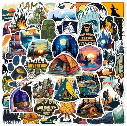 Set di 50 adesivi vintage di avventura, adesivi da viaggio per valigia, laptop, bicicletta, moto, skateboard, diario, bottiglia d'acqua, decorazione retrò per campeggio e amanti della natura