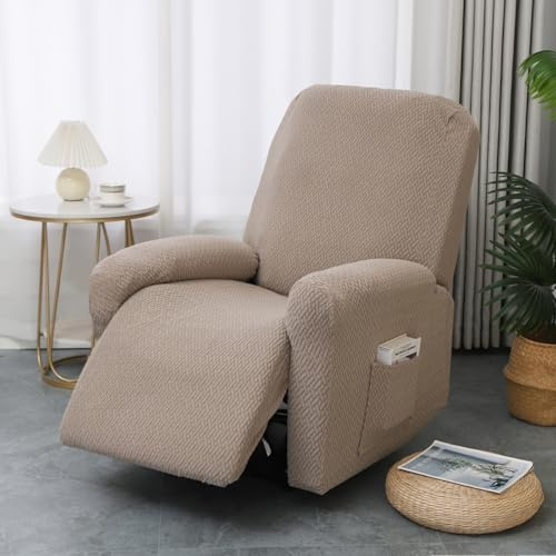 ABZDUNG Copripoltrona Relax Reclinabile Universale, Jacquard Fodere Poltrona Relax Elasticizzato Copripoltrona 1 Posto con Tasca Copripoltrona Reclinabile Fodere per Poltrone Rimovibile(G)