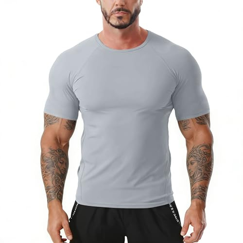 Sudaderas de Manga Larga para Hombre, Ropa Interior Funcional básica, Camisetas de Running de Manga Larga, Tops funcionales, Ropa de compresión para Correr Gris M