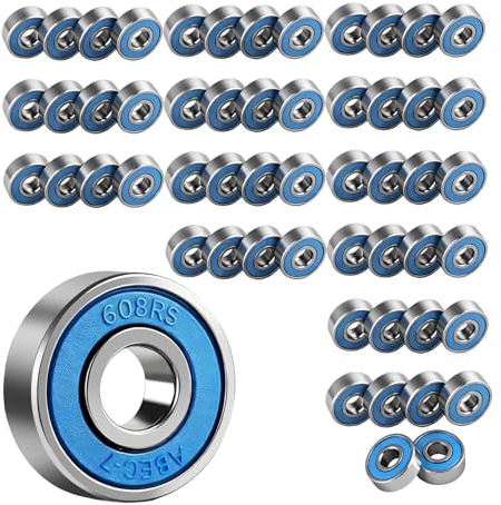 55 Pezzi 608RS in Metallo Mini Cuscinetti, 8 x 22 x 7mm Cuscinetti a Sfere con Doppia Schermatura Metallica, 608RS Kugellager per Skateboard, Longboard, Monopattini, Pattini in Linea (Blu)