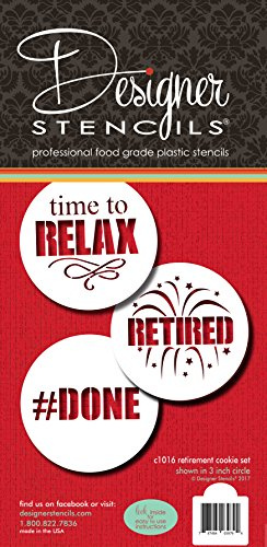 Retired Cookie Stencil Set | Retirement Gifts for Men Women | Retirement Party Decorations | Retirement Decorations for Coworker, Boss, Teachers, Nurses, Friends | C1016 by Designer Stencils