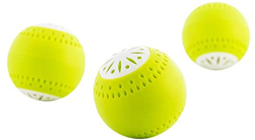 InnovaGoods® Ecobolas para Frigorífico Natural, Desodorizante Reutilizable con Carbón Activo, Ecobolas Neutralizador de Olores, Fabricado en ABS Libre de BPA, Color Verde Limón, 3 Unidades, 5cm.