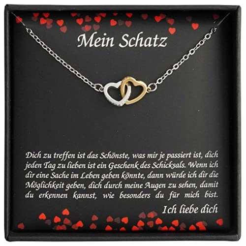 Zinello Design TILOVE - Collana da donna personalizzata con ciondolo a forma di cuore intrecciato che contiene un messaggio d'amore per il tuo tesoro, la tua moglie o il tuo partner, idea regalo