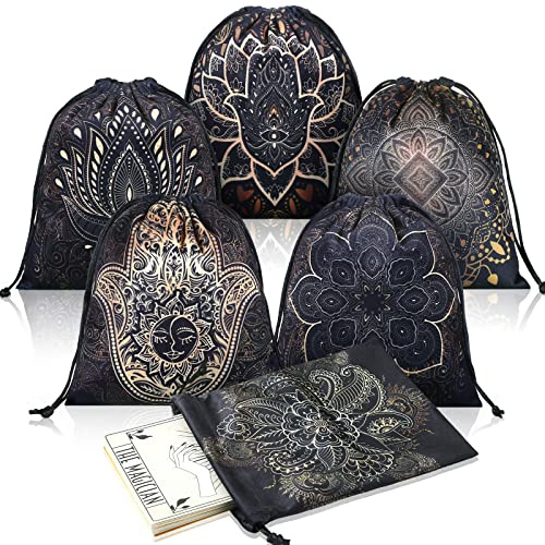 Shappy 6 Pcs Velvet Storage Bag Dice Storage Bag Drawstring Tarot Card HolderJewelry Pouch,7.1 x 5.9 Inches 6 Styles(Stylish Style)