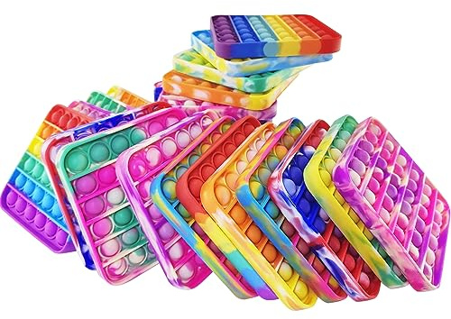 24 Pcs Pop Bubble Fidget for Party Favors, Stress Relief Pressure Relieving Toys for Kids, Pop Bulk Toddler for Christmas Valentine Birthday Gifts and Classroom Prizes