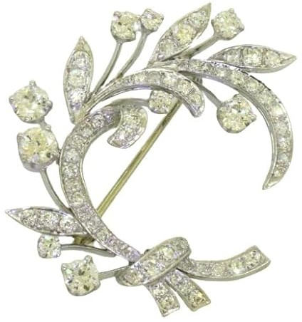 2.40 Ct Round Cut Simulated Diamond Engagement Brooch 14K White Gold Finish 925 Silver