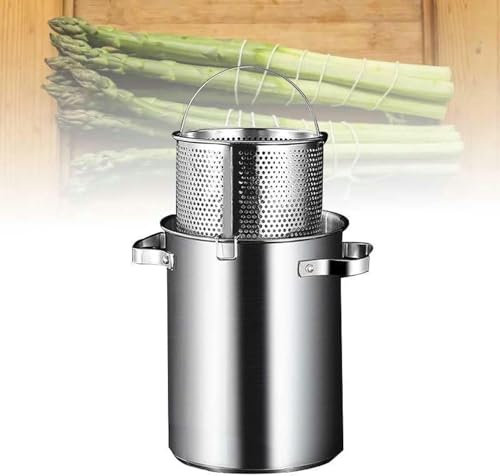 WQZStar Marmite à Asperges de 5l, cuiseur à Vapeur pour pâtes en Acier Inoxydable 304 avec Panier Amovible, Outil de Cuisine Commercial pour la Cuisine Domestique