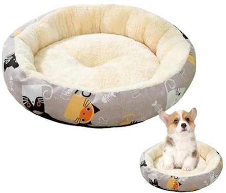 Rundes Katzenbett |. Bequemes rundes Katzenbett für Katzen und Hunde im Innenbereich, warmes und gemütliches, weiches, rundes Katzennest, rundes Katzenkissen, Katzenruhebett, Katzenbetthöhle, runde Ka