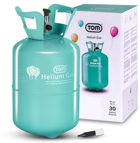 TOM Helium Gas – Gasflasche - Helium Balloon Gas für bis zu 30 Luftballons für Geburtstag, Hochzeit & Co. – für Folienballons geeignet