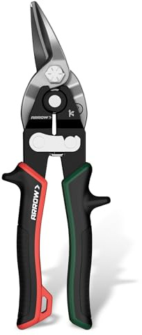 ARROW 8-inch Tin Snips for Cutting Metal Sheet, CR-V Steel Aviation Snips, High Leverage Labor-saving Metal Cutter, Right Cut