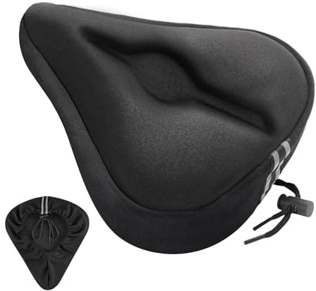Flinronic Housse de Selle de Vélo, Coussin de Selle en Gel de Vélo, Couvre Selle Gel avec Housse Imperméable, Grande et Confortable, pour VTT de Montagne, Vélo de Route, Vélo D'appartement-27 x 25CM
