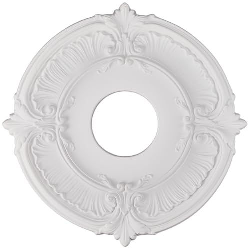 CREATCABIN Médaillon de Plafond Décoratif Plaque de Recouvrement Moulée Anneau Rond Blanc Base de Lustre en PU Luminaires pour Maison Salon Restaurant Hôtel Bureau Auvents Décoratifs 30cm