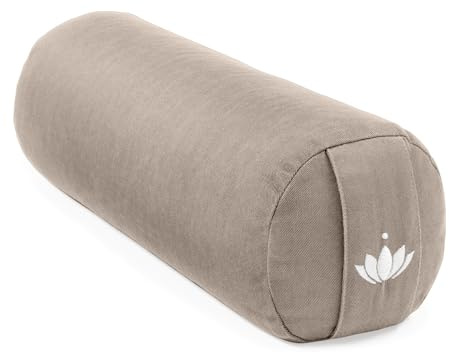 Lotuscrafts Nackenrolle mit Bezug, Yogarolle klein 40 x 13 cm, Yogakissen rund, ideal für Yoga und Pilates, aus Bio-Baumwolle und Bio-Dinkelspelz, GOTS Zertifiziert
