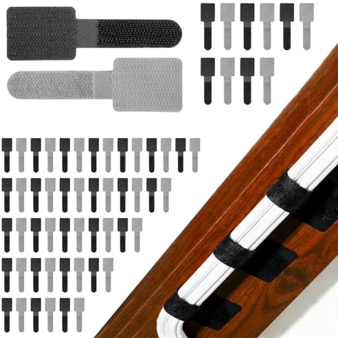 60 Pcs Sujetacables Autoadhesivos, Bridas Clips Organizador de Cables Autoadhesivo, Gestión de Cable Eléctrico, Sujetacables Abrazaderas Clips de Cables para TV Cargador Audio Hogar Home