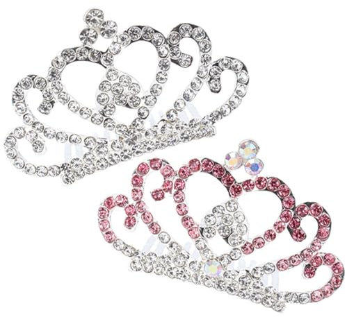 NOLITOY Diadèmes à Strass pour Garçon et Filles 2 Pièces Petits Peignes en Alliage Argenté Bébé Filles Fête Anniversaire