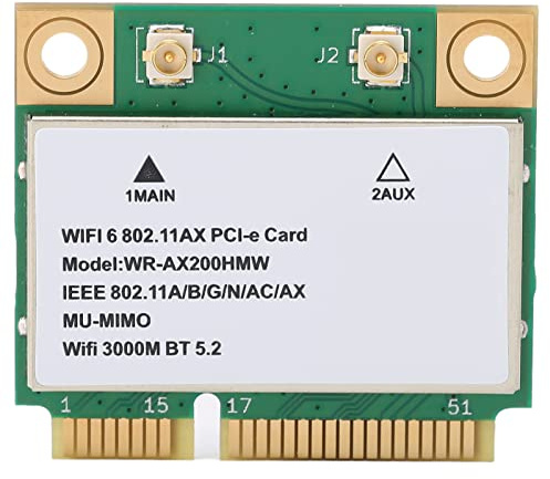 lyrlody Tarjeta de Red WiFi 2.4GHz/5GHz Banda Dual 574Mbps/2400Mbps WiFi 6 MU MIMO 5.2 con Interfaz Mini PCIe para Computadoras Portátiles PC Todo en
