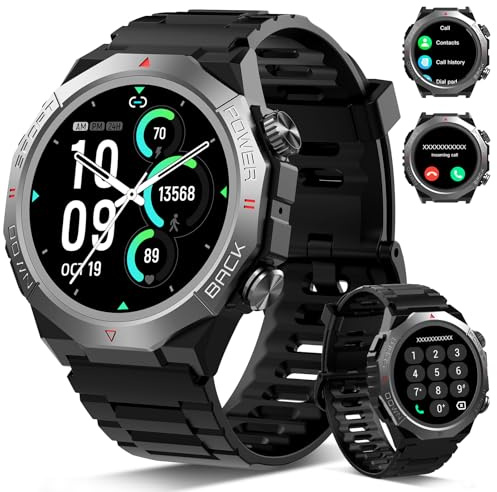 Ddidbi Militär Smartwatch Herren Damen, Smart Watch mitTelefonfunktion 1,39 Touchscreen, Herzfrequenzmonitor Schlafmonitor IP68 Wasserdicht Sportuhr, 110+ Sportmodi Fitnessuhr für iOS Android(2026)